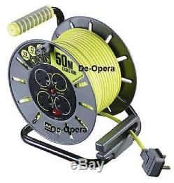 New 13Amp heavy duty 4 gang/way 5M,10M,and 25M extension casete  reel/lead 