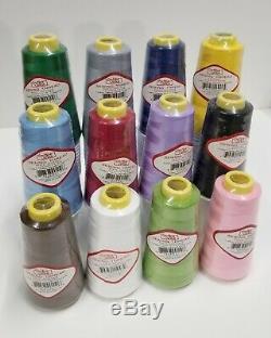 12 Big Spools Sewing Thread Polyester ASSORTED COLORS 2500 yards each Spool NEW
