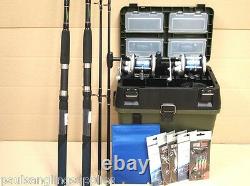 2 Shakespeare Omni Rods Reels 7 ft Sea Fishing Boat Kit Seat Tackle Box Rigs