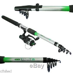 2 X TELESCOPIC FISHING RODS AND REELS 6ft, 8ft, 10 CHOOSE ROD SIZE TRAVEL SET