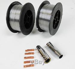2 x Gasless Mig Welding Wire 0.8mm 0.45 kg Shrouds and Tips Flux Core Wire Cored