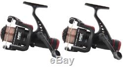 2 x NGT CKR CARP COARSE FLOAT FEEDER FISHING REELS WITH 8LB LINE