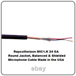 24GA Balanced & Shielded Microphone Cable 500 feet On-Spool US-Made RapCo ProCo