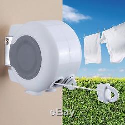 26m Retractable Clothes Indoor Outdoor Reel Automatic Washing Line Double New