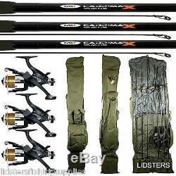 3 Carp Rods And 3 Carp Eg60 Reels + Rod And Reel Holdall Fishing Bag Ngt Tackle
