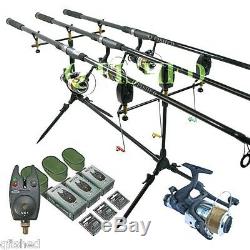 3 Rod And Reel Carp Fishing Set Up. Rod Holdall Pod Bait And Terminal Tackle Ngt