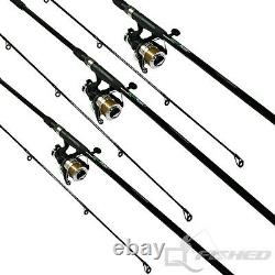 3 x Carp Fishing Rods And Reels. 12ft Fishing Rod With Reel And Line