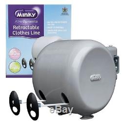 30m MINKY RETRACTABLE CLOTHES OUTDOOR REEL WASHING LINE DOUBLE NEW