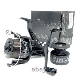 3x Carp Fishing Reels All Black 6000 Black Baitrunner, Spare Spool & Free Line