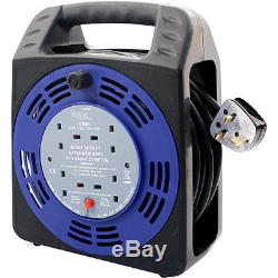 4way 5m/10m/25m Cable Extension Reel Lead Mains Socket Heavy Duty Electrical