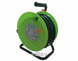 50m Meter Extension Reel Lead Cable 4 Way Electric Socket Heavy Duty