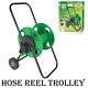 60m Portable Garden Hose Reel Trolley Water Pipe Free Standing Wall Mountable