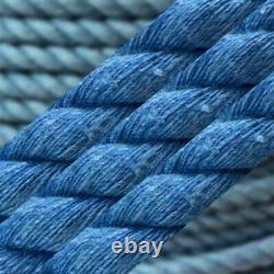 6mm Natural Sky Blue Cotton Rope, On A Reel, 3 Strand Select Your Length