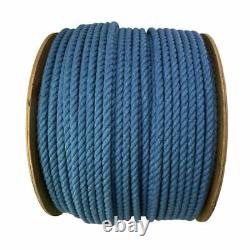 6mm Natural Sky Blue Cotton Rope, On A Reel, 3 Strand Select Your Length