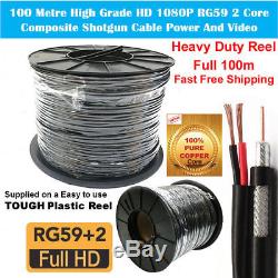 1X 100M REEL RG59 VIDEO NEXT DAY DELIVERY! POWER CABLE FOR CCTV INSTALLATION 