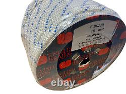 Braided Rope, 3 Strand Core, 12mm, White/Blue, 130 Metre Reel, CLEARANCE PRICE