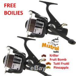 Carp Fishing Reels x2 NGT MAX60 Bait Runner Freespool and FREE BOILIES