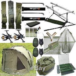 Full Carp Fishing Starter set up 2 Rods and Reels Bag Alarms Holdall Tackle CR 