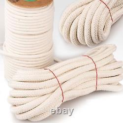 Cotton Rope Sash Cord Twine Washing Clothes Natural 100% 16 Strand 4 -12mm