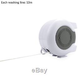 Double 30M Retractable Washing Line Wall Mounted Reel Clothes Airer M&W