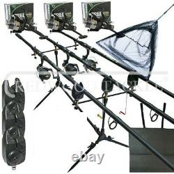 Full Carp fishing Set Complete With Rods Reels Alarms Landing Net & Tackle