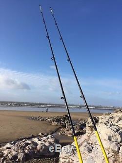 Full Sea Fishing Set Up 2 X 12ft Beachcaster Rods + Reels + Tripod + Tackle