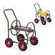 Hose Trolley Gardening Lawn 60 Meters 4 Rubber Wheels Steel Brown