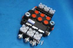 Hydraulic Bank Motor 3 Spool Valves 50l/min Electric 12v + 2 Joysticks