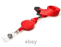 ID Card Holder Neck Strap Lanyard With Retractable Badge Reel PICK YOUR COLOUR