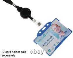 ID Card Work Pass Holder Lanyard Neck Strap With Retractable Keyring Reel lot