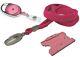 ID Neck Strap Lanyard, ID Card Holder & Retractable Reel Pass Badge Holder Pink