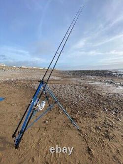 Lidsters Sea Fishing Set 2 14ft Rods Ao + 2 Lfs Blue Ocean Sea Reels Blue Tripod