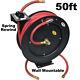 Prof Retractable 50ft Air hose on Reel 3/8 BSP Auto Spring Rewind Wall Mountable
