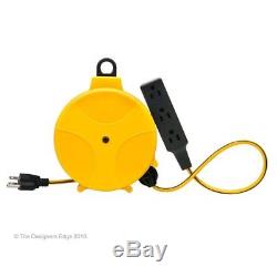 Retractable Electrical Cord Reel Lighted Tap Resettable Circuit Breaker 20 Ft
