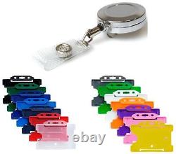 Retractable ID Card Badge Reel Chrome Metal Retractable & ID Card Pass Holder