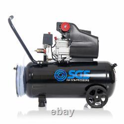 SGS 50 Litre Direct Drive Air Compressor With Integrated Hose Reel & 5 Piece Too