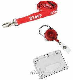 STAFF Lanyard Neck Strap With Retractable Reel & Security Pass Badge Holder