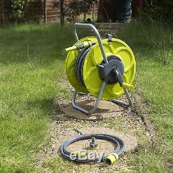 Set 50m Hose & Reel Garden Watering Pipe Standing Winder Tube Troley Cart