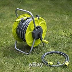 Set 50m Hose & Reel Garden Watering Pipe Standing Winder Tube Troley Cart