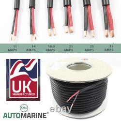 TWIN 2 Core PVC Cable 12v 24v Thin Wall Wire Automotive Red Black ROUND Profile