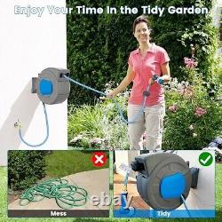 Tools Retractable Garden Hose Reel Wall Mount 1/2-IN 75-FT with Nozzle