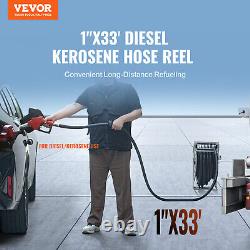 VEVOR Fuel Hose Reel Retractable Diesel Hose Reel 1 x 33' Auto Refueling Nozzle