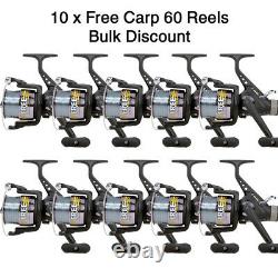 Wholesale Job Lot of 10x Free Carp 60 3BB Carp Coarse Fishing Reels + 15lb Line